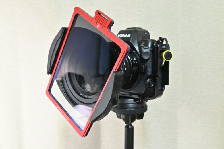 角型フィルターを2枚装着したところ（一緒に回転してしまう）